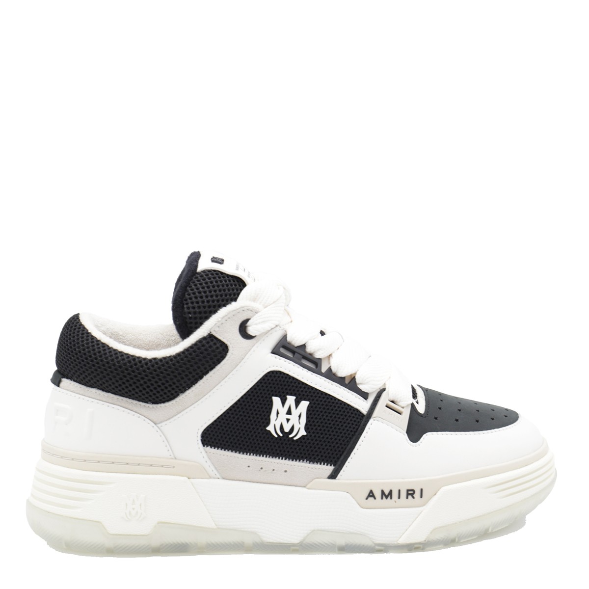 BLACK AND WHITE LEATHER SNEAKERS