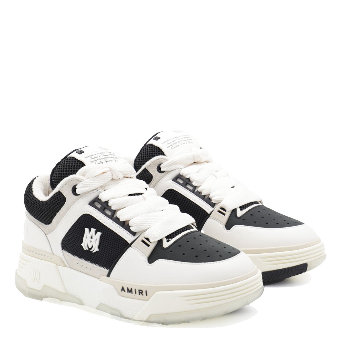BLACK AND WHITE LEATHER SNEAKERS