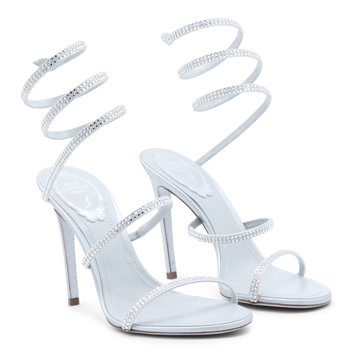 SILVER LEATHER CLEO SANDALS