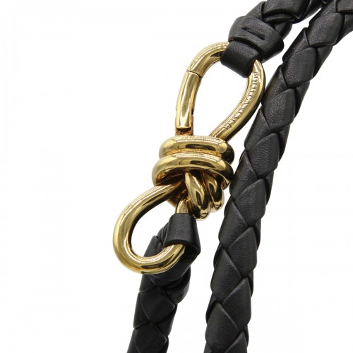 BLACK LEATHER ANDIAMO SMALL TOP HANDLE BAG