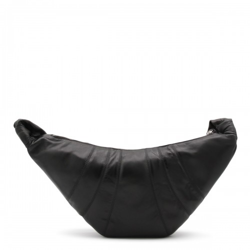 BLACK LEATHER MEDIUM CROISSANT SHOULDER BAG