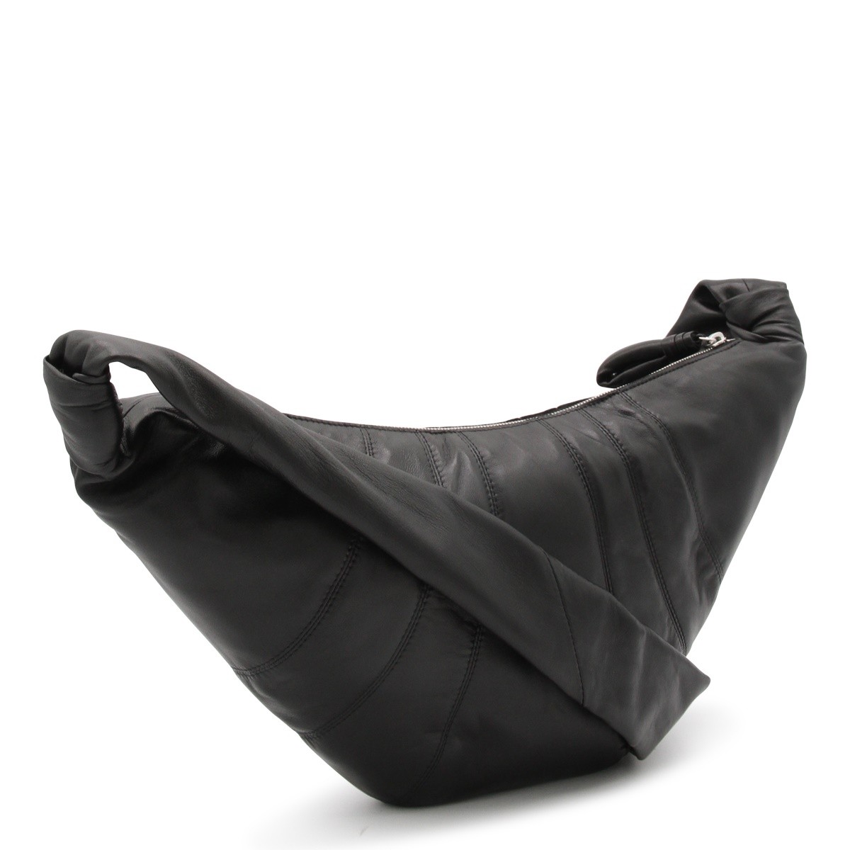 BLACK LEATHER MEDIUM CROISSANT...