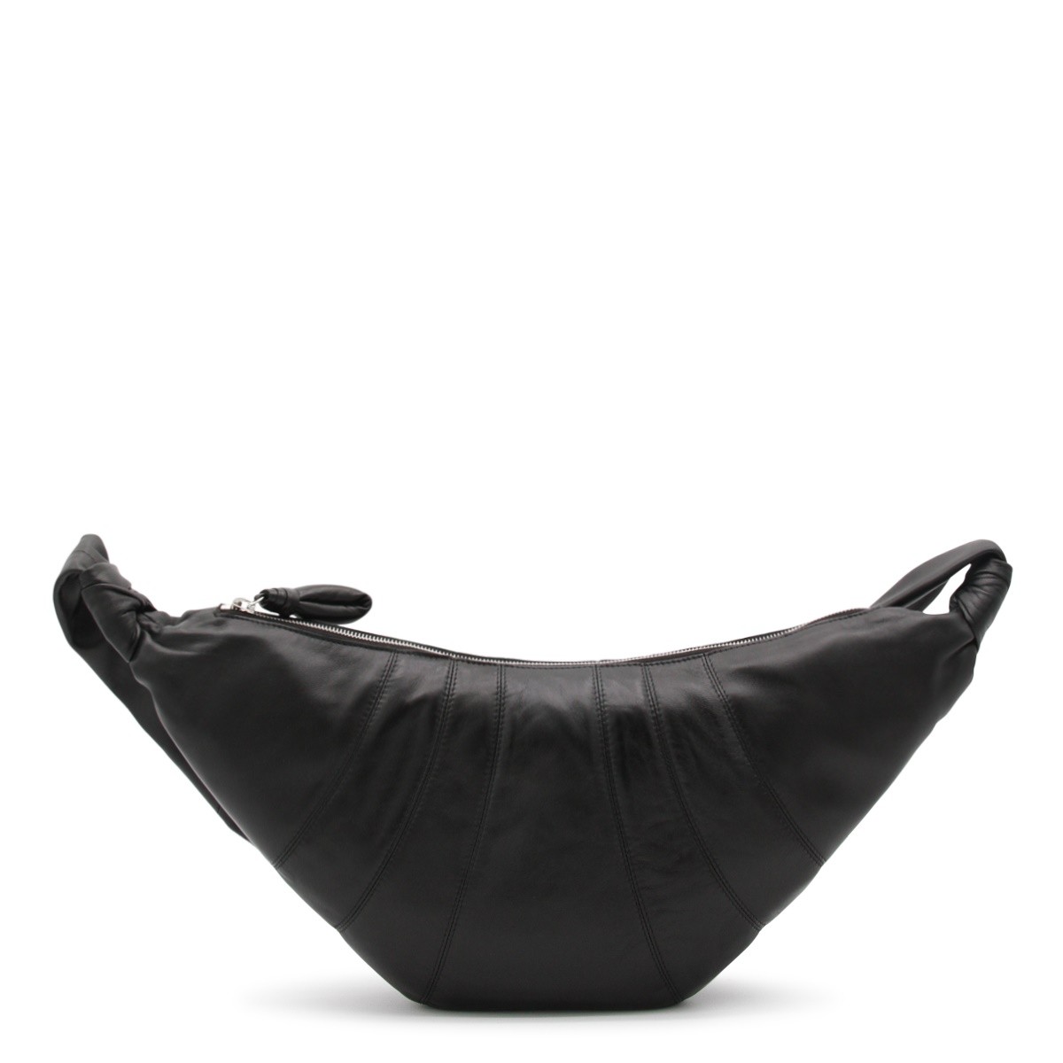 BLACK LEATHER MEDIUM CROISSANT...