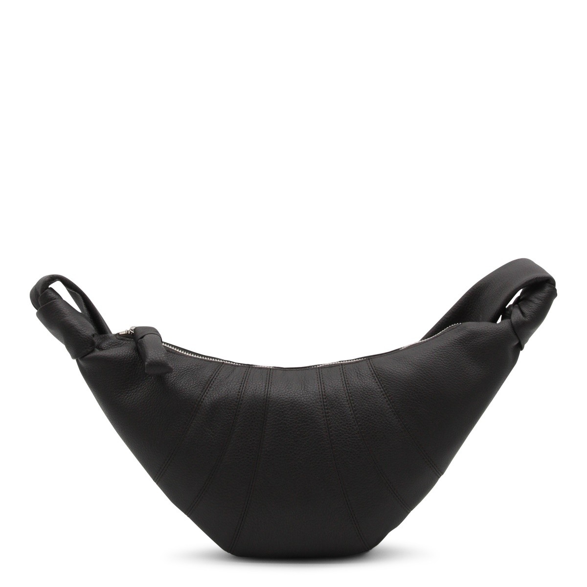 BLACK LEATHER MEDIUM CROISSANT...