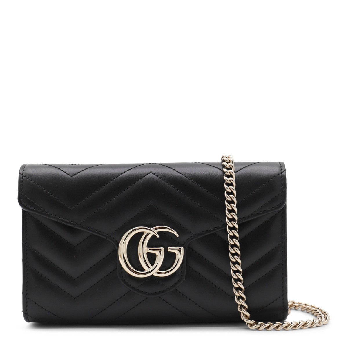 BLACK LEATHER GG MARMONT WALLET