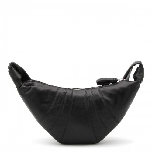 BLACK LEATHER SMALL CROISSANT SHOULDER BAG