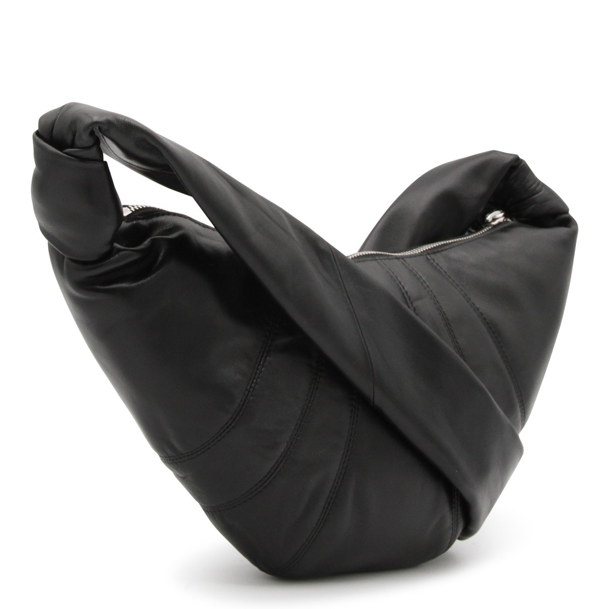 BLACK LEATHER SMALL CROISSANT...