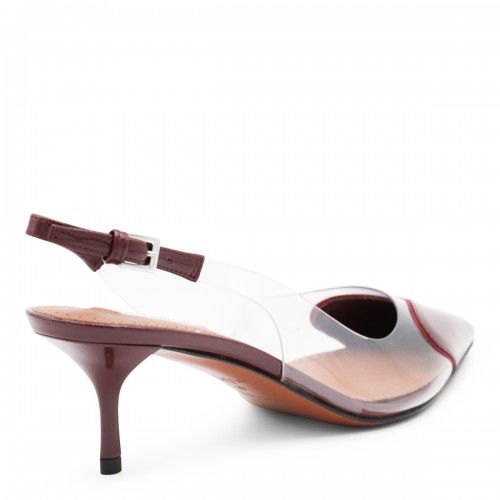 DARK RED AND TRASPARENT PUMPS