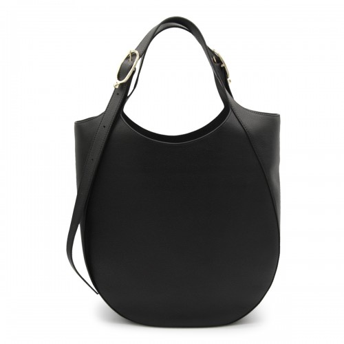 BLACK LEATHER LE FOULONNE' XL SHOULDER BAG