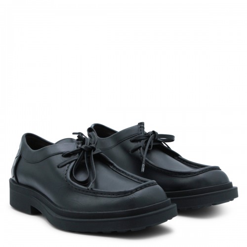 BLACK LEATHER LACE UP SHOES 2