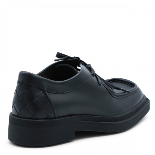 BLACK LEATHER LACE UP SHOES