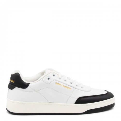 WHITE AND BLACK LEATHER SNEAKERS