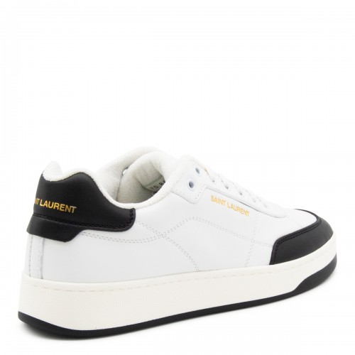 WHITE AND BLACK LEATHER SNEAKERS