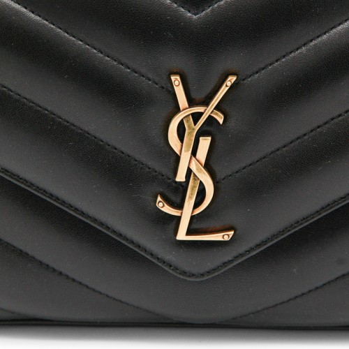 BLACK LEATHER LOULOU SHOULDER BAG