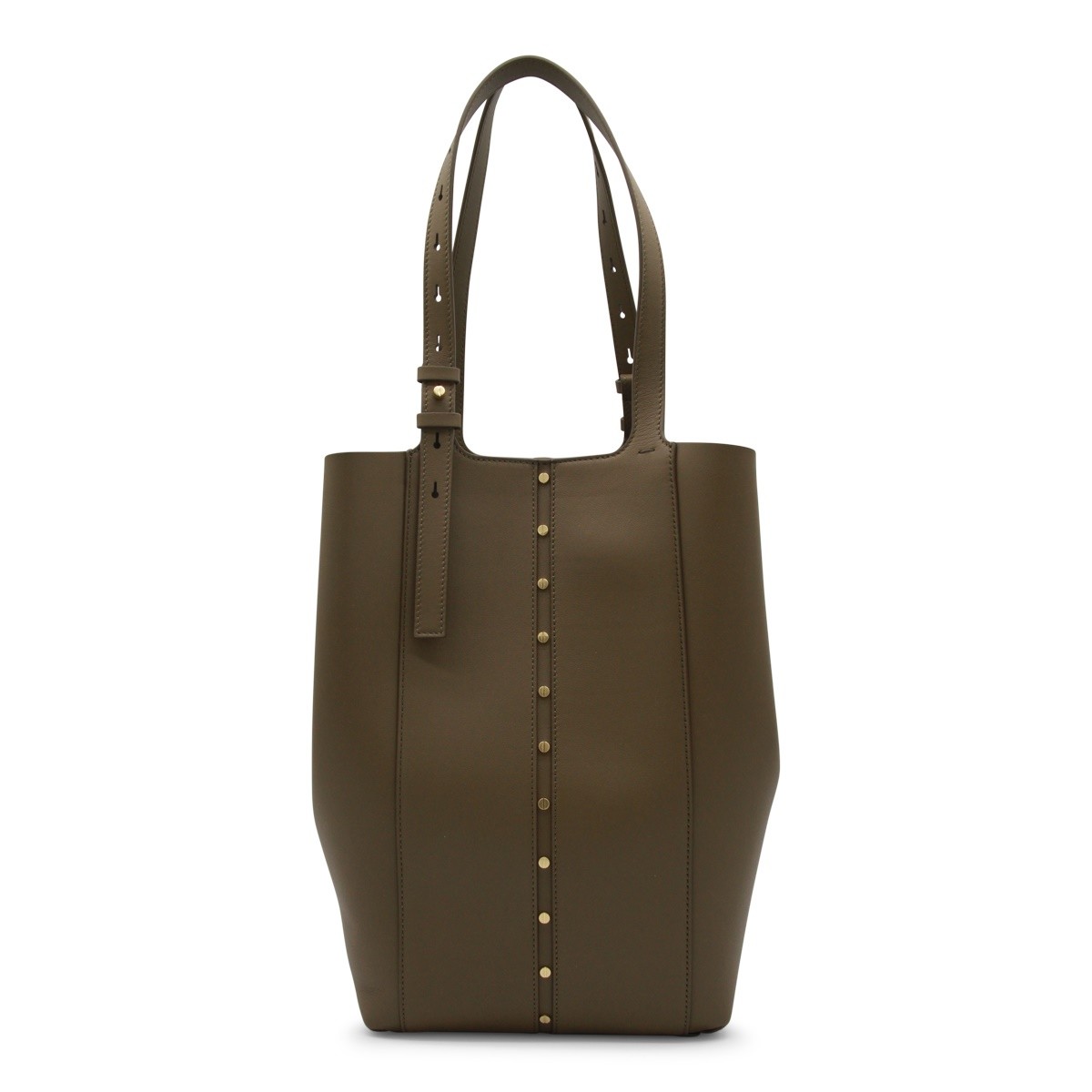KHAKI LEATHER NORTH SOUTH TOTE