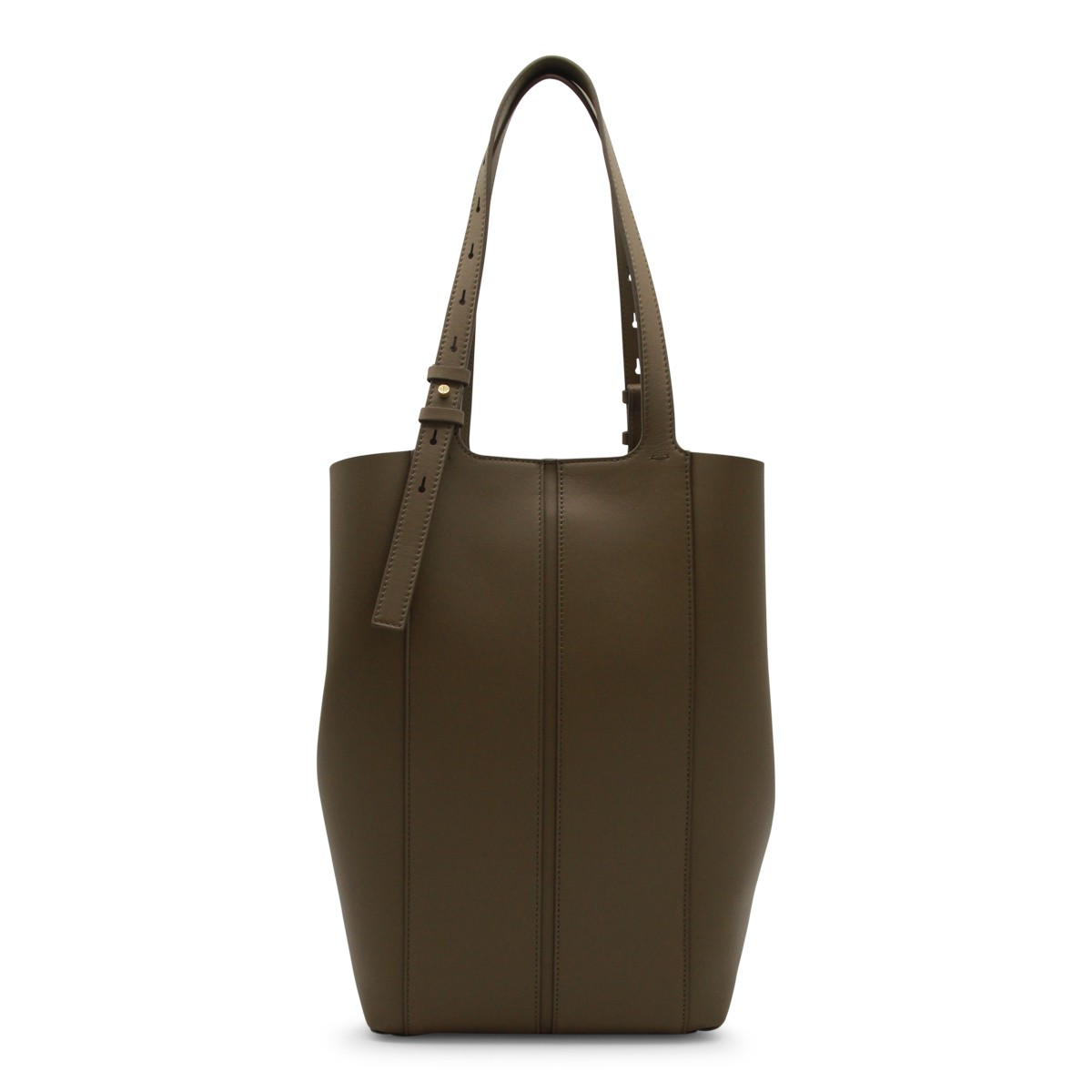 KHAKI LEATHER NORTH SOUTH TOTE