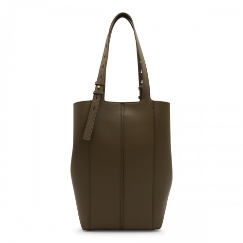 KHAKI LEATHER NORTH SOUTH TOTE