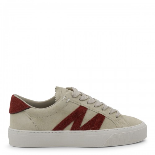BEIGE AND BURGUNDY LEATHER MONACO 2 SNEAKERS