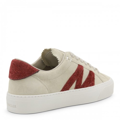 BEIGE AND BURGUNDY LEATHER MONACO 2 SNEAKERS