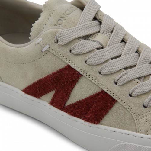 BEIGE AND BURGUNDY LEATHER MONACO 2 SNEAKERS