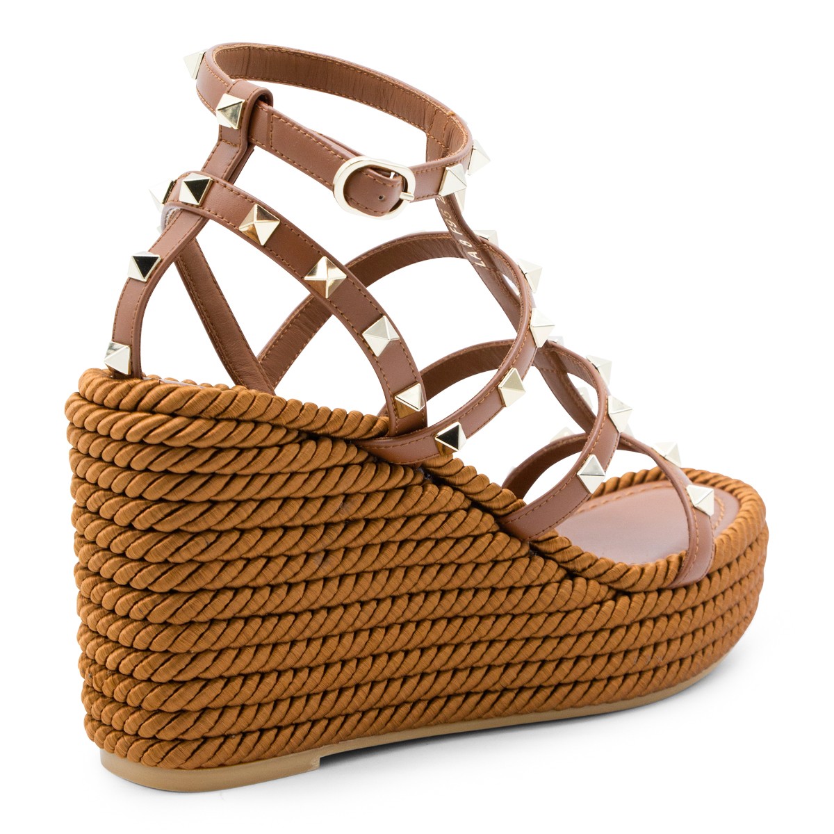 TOBACCO LEATHER ROCKSTUD ESPADRILLAS