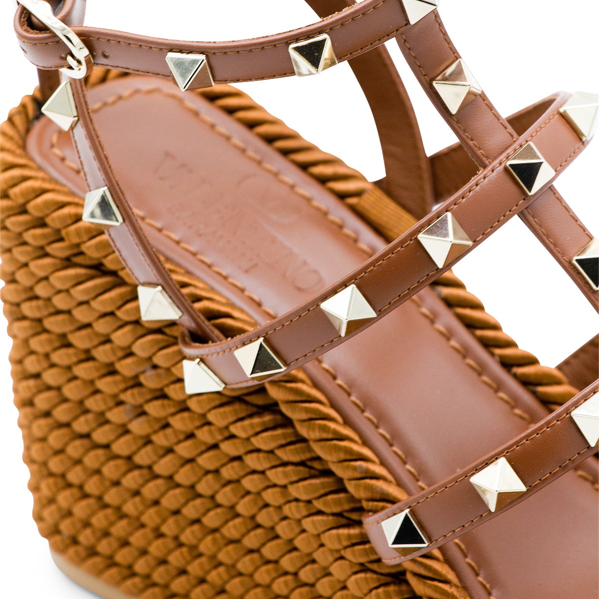 TOBACCO LEATHER ROCKSTUD ESPADRILLAS