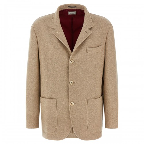 BEIGE WOOL BLEND CASUAL JACKET