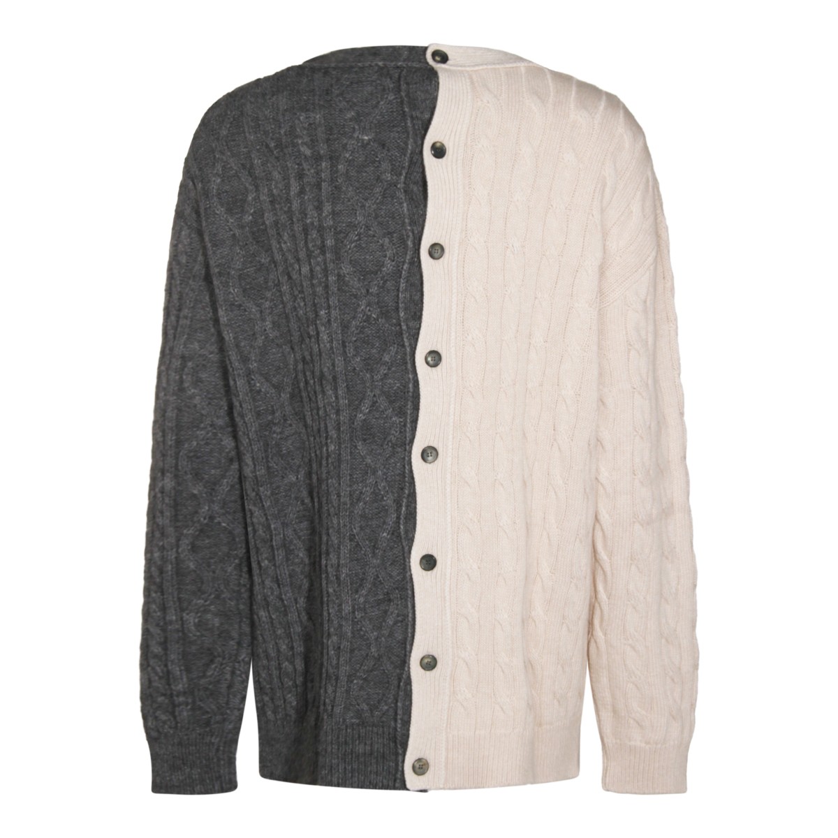 GREY AND BEIGE WOOL BLEND KNITWEAR