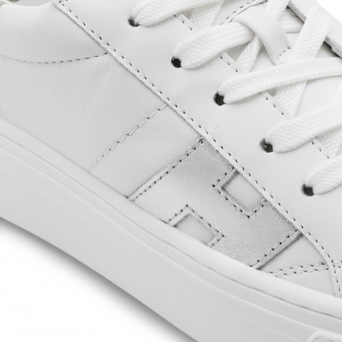 WHITE AND SILVER LEATHER SNEAKERS