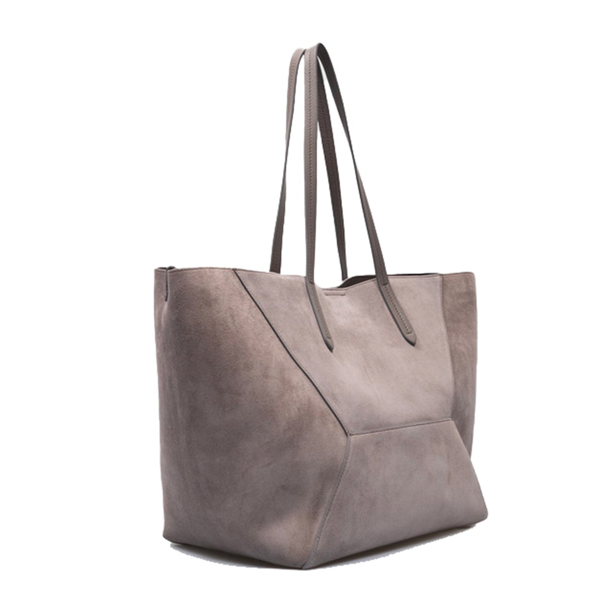 BEIGE LEATHER TOP HANDLE BAG