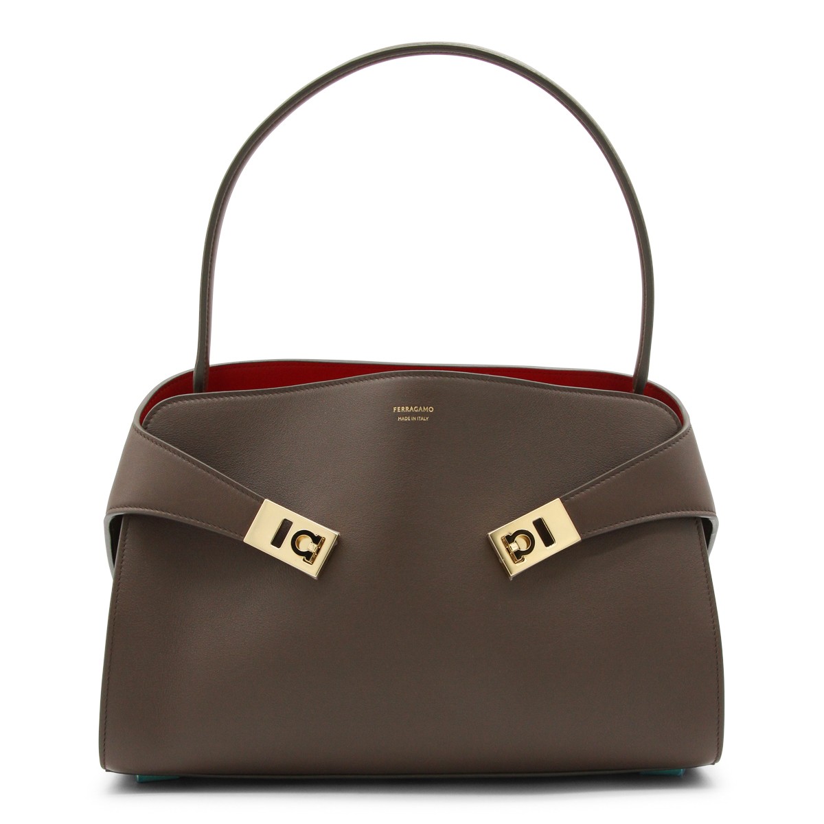 BROWN LEATHER HUG S TOP HANDLE BAG