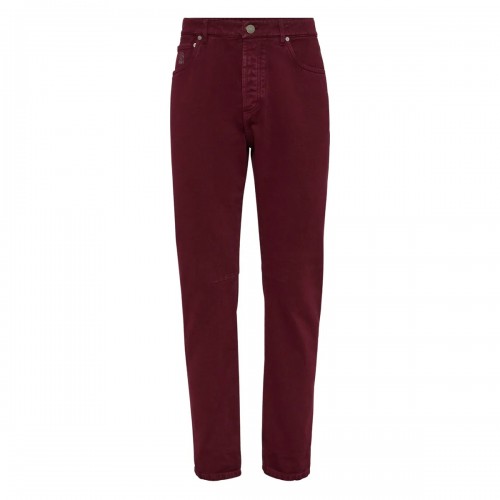 DARK RED COTTON JEANS
