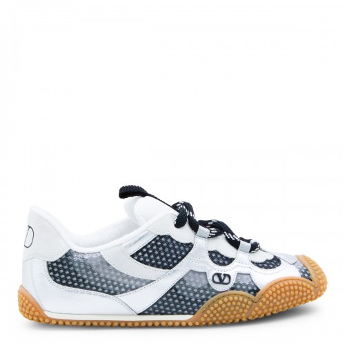 WHITE AND BLACK LEATHER AMPHIBIA SNEAKERS