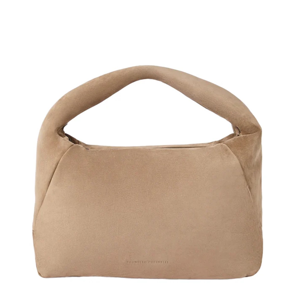 BEIGE LEATHER TOP HANDLE BAG