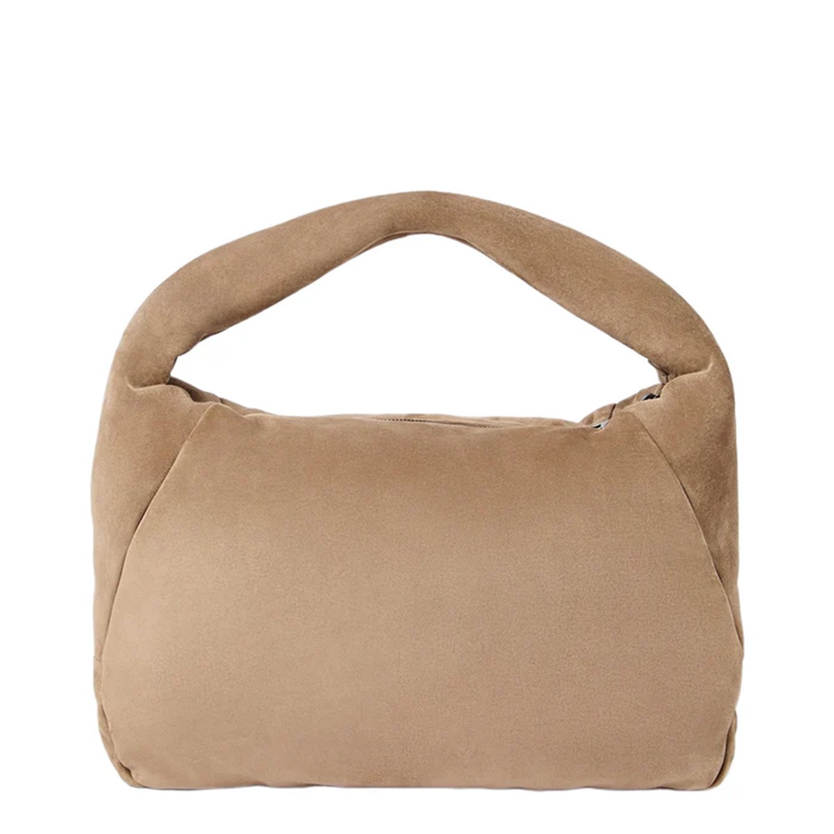 BEIGE LEATHER TOP HANDLE BAG