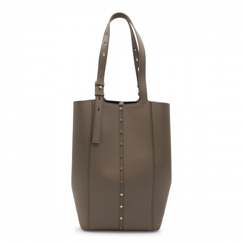 BEIGE LEATHER NORTH SOUTH TOTE