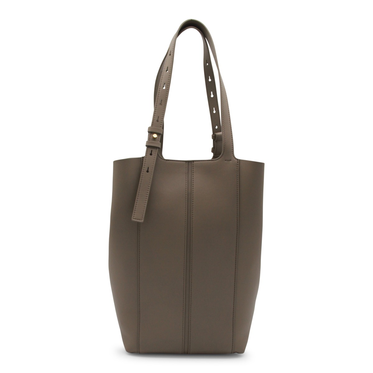 BEIGE LEATHER NORTH SOUTH TOTE