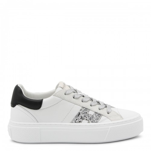WHITE AND BLACK LEATHER SNEAKERS
