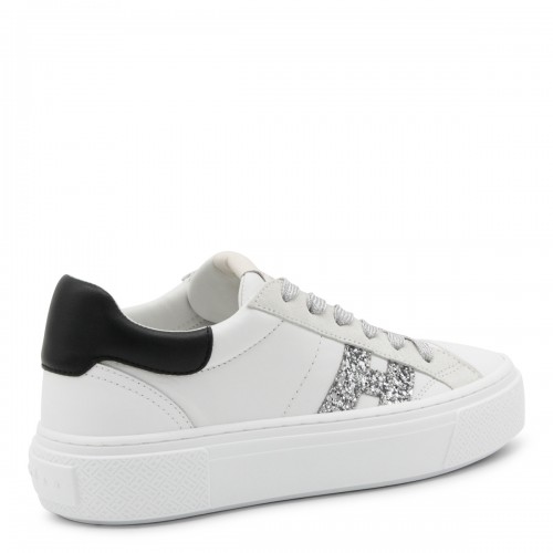 WHITE AND BLACK LEATHER SNEAKERS