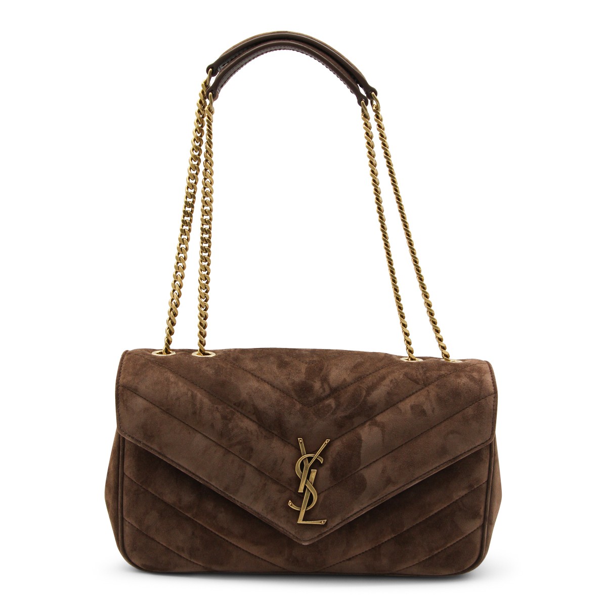 BROWN LEATHER LOULOU TOP HANDLE BAG
