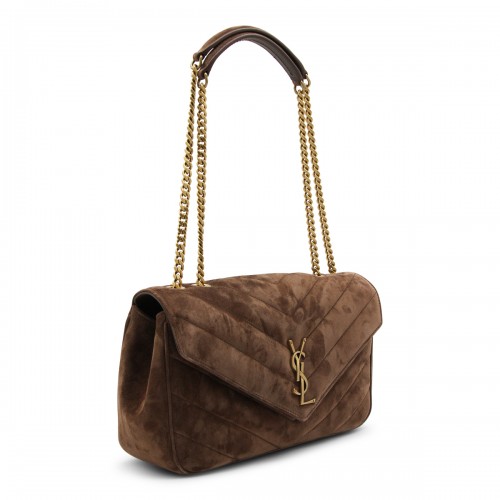 BROWN LEATHER LOULOU TOP HANDLE BAG