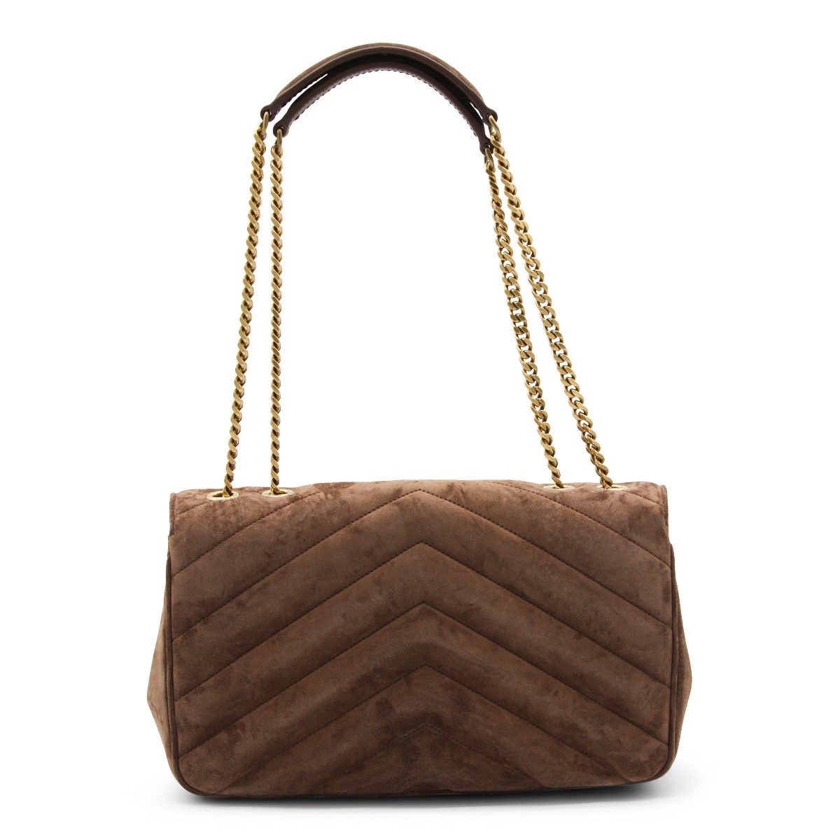 BROWN LEATHER LOULOU TOP HANDLE BAG