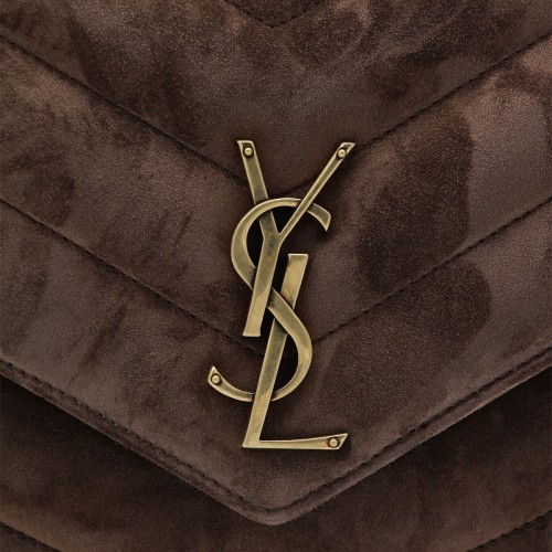 BROWN LEATHER LOULOU TOP HANDLE BAG