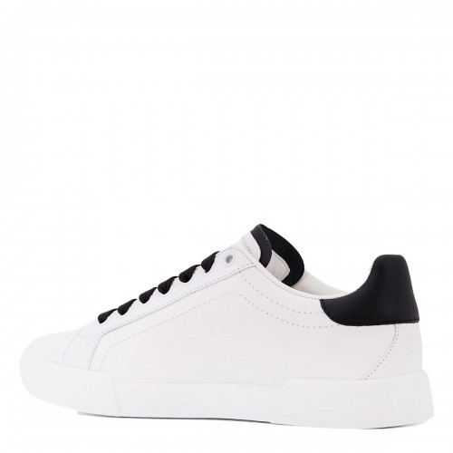 WHITE AND BLACK LEATHER PORTOFINO LIGHT STROBEL SNEAKERS