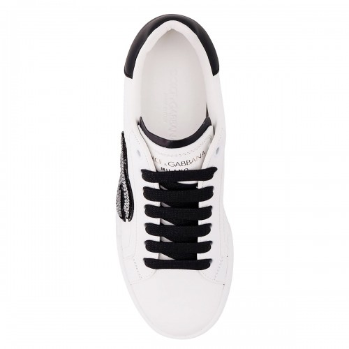 WHITE AND BLACK LEATHER PORTOFINO LIGHT STROBEL SNEAKERS