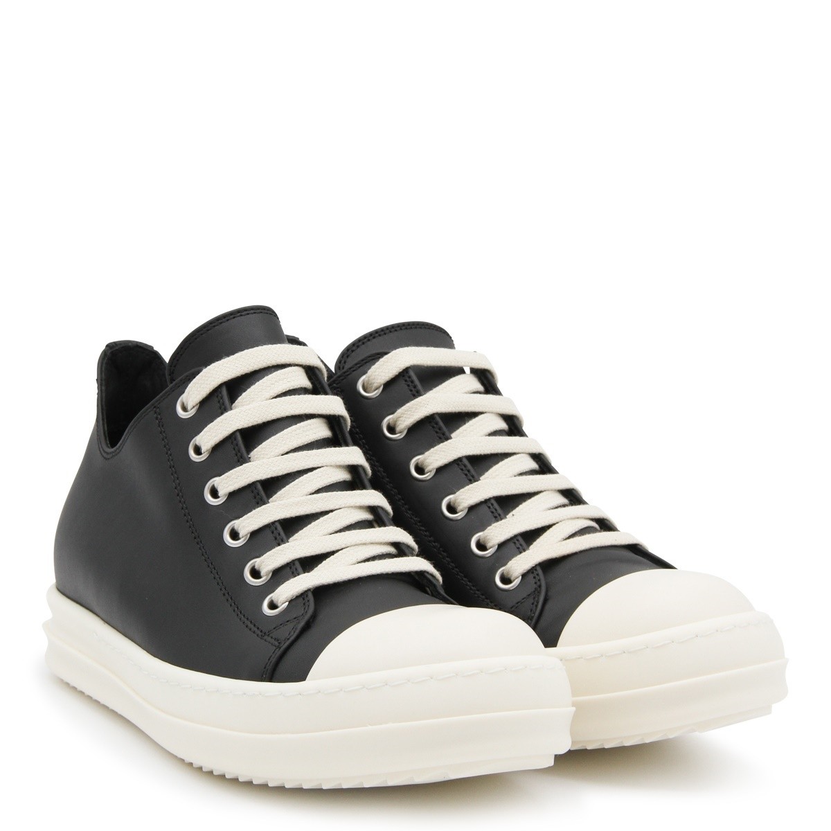 BLACK AND WHITE LEATHER SNEAKERS