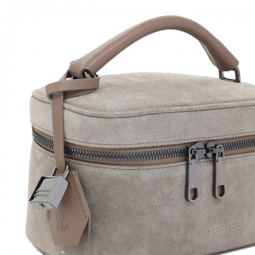 BEIGE SUEDE LEATHER CROSSBODY BAG