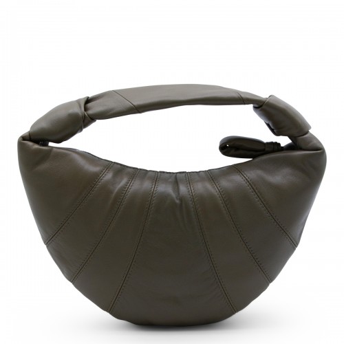 DARK KHAKI LEATHER MINI FORTUNE CROISSANT TOP HANDLE BAG