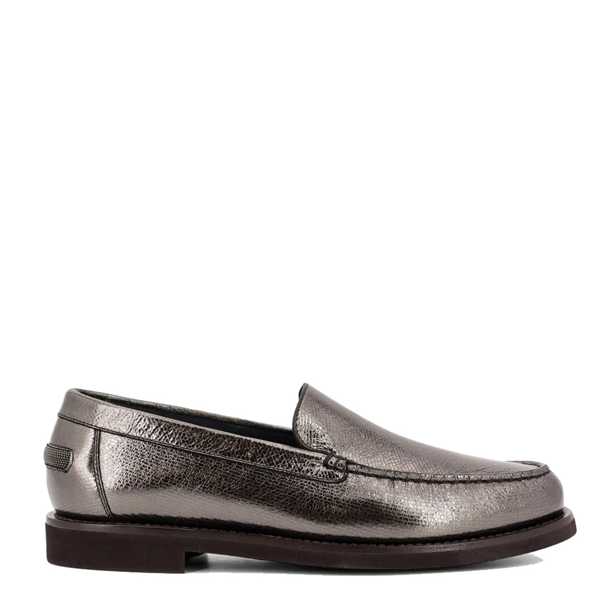SILVER LEATHER PENNY LOAFERS