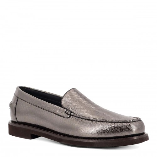 SILVER LEATHER PENNY LOAFERS 2